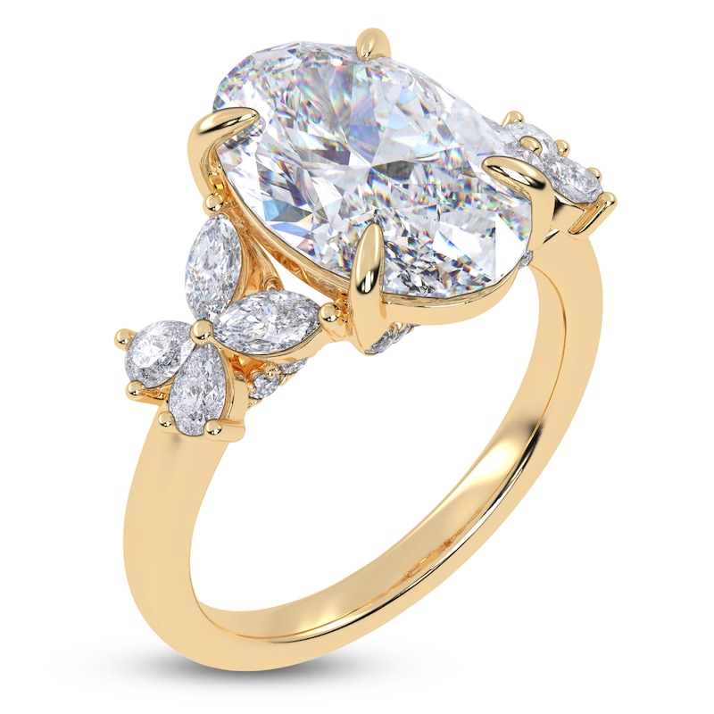 Main Image 2 of Oval-Cut Lab-Grown Diamond Butterfly Engagement Ring 4-5/8 ct tw 14K Yellow Gold
