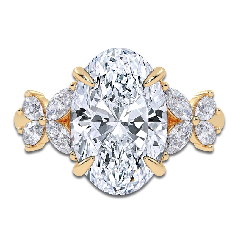 Main Image 3 of Oval-Cut Lab-Grown Diamond Butterfly Engagement Ring 4-5/8 ct tw 14K Yellow Gold
