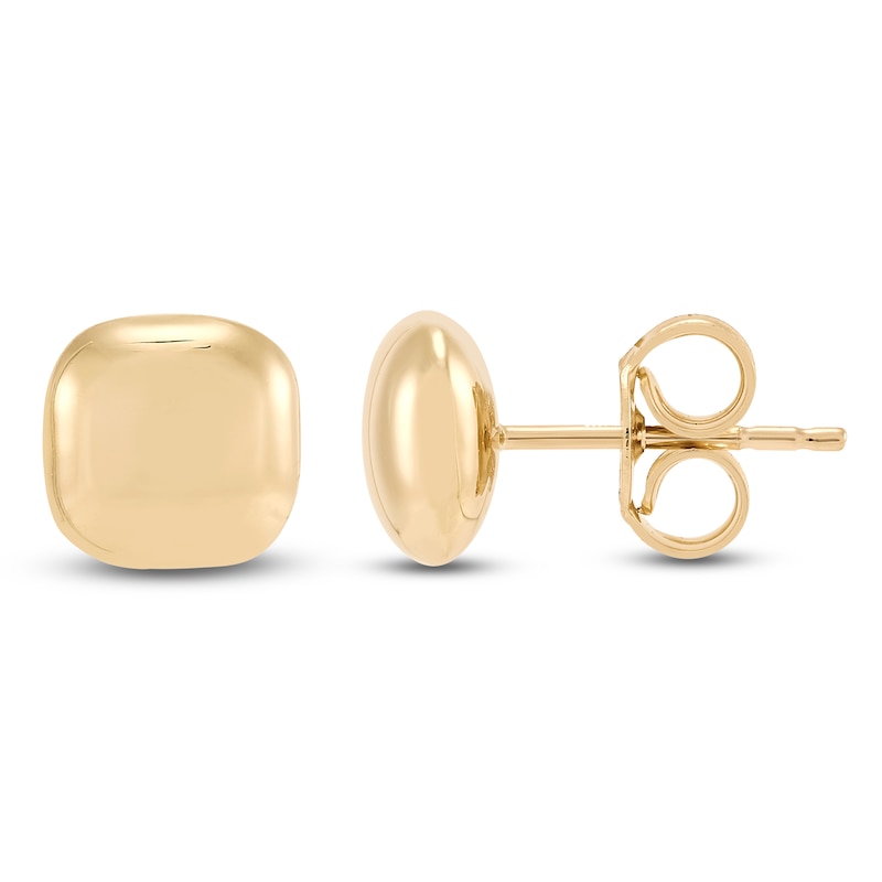 Main Image 3 of Cushion-Shaped Stud Earrings Solid 14K Yellow Gold