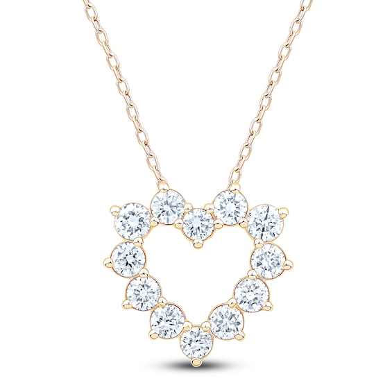 Jared Signature Collection Lab-Grown Diamond Open Heart Necklace 1 ct tw 14K Yellow Gold 18"