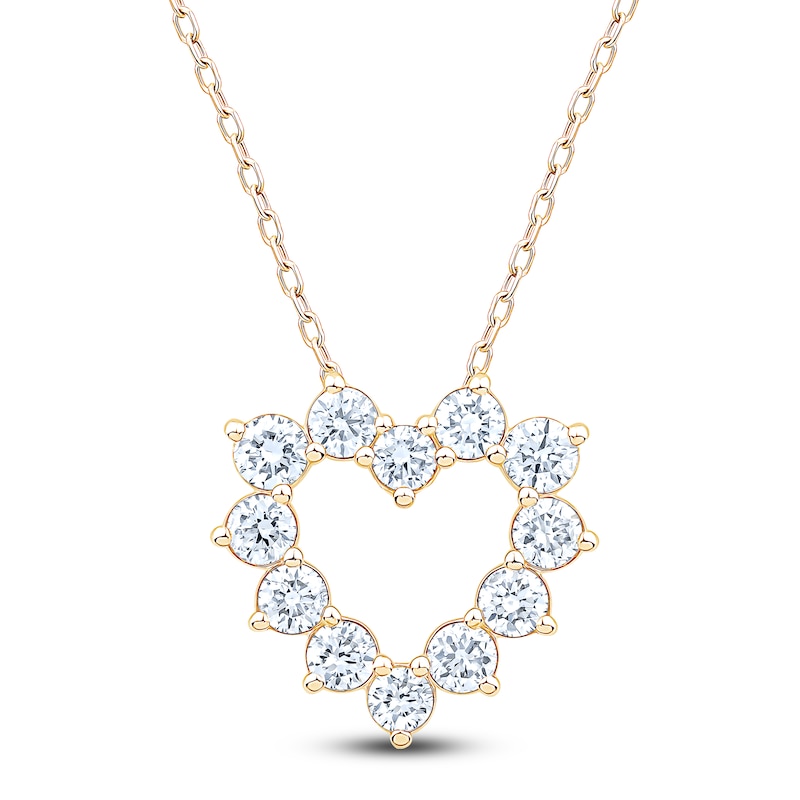 Main Image 1 of Jared Signature Collection Lab-Grown Diamond Open Heart Necklace 1 ct tw 14K Yellow Gold 18"