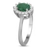 Thumbnail Image 2 of Oval-Cut Natural Emerald & Diamond Starburst Halo Ring 1/5 ct tw 14K White Gold 18"