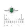 Thumbnail Image 3 of Oval-Cut Natural Emerald & Diamond Starburst Halo Ring 1/5 ct tw 14K White Gold 18"
