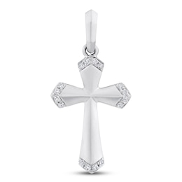 &nbsp; Shy Creation Men's Collection Diamond Cross Necklace Charm 1/5 ct tw 14K White Gold BM00135