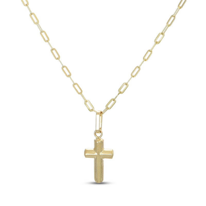 Main Image 1 of Cross Paperclip Chain Necklace 10K Yellow Gold 18"
