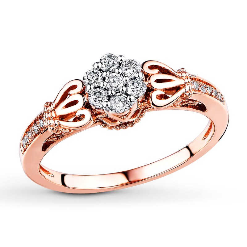 Diamond Promise Ring 1/4 ct tw Round 10K Rose Gold