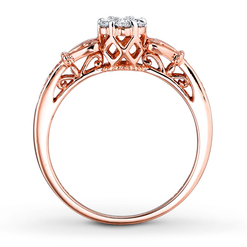 Diamond Promise Ring 1/4 ct tw Round 10K Rose Gold