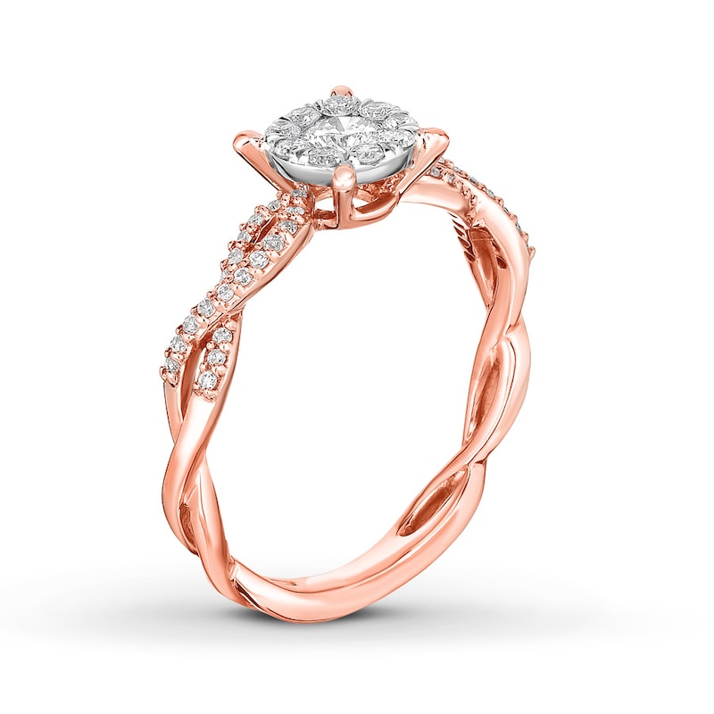 Diamond Promise Ring 3/8 carat tw Round 10K Two-Tone Gold
