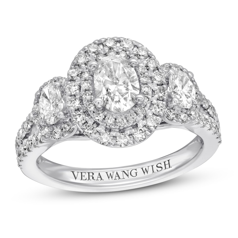 Vera Wang WISH Ring 1-1/2 ct tw Oval/Round Diamonds 14K White Gold