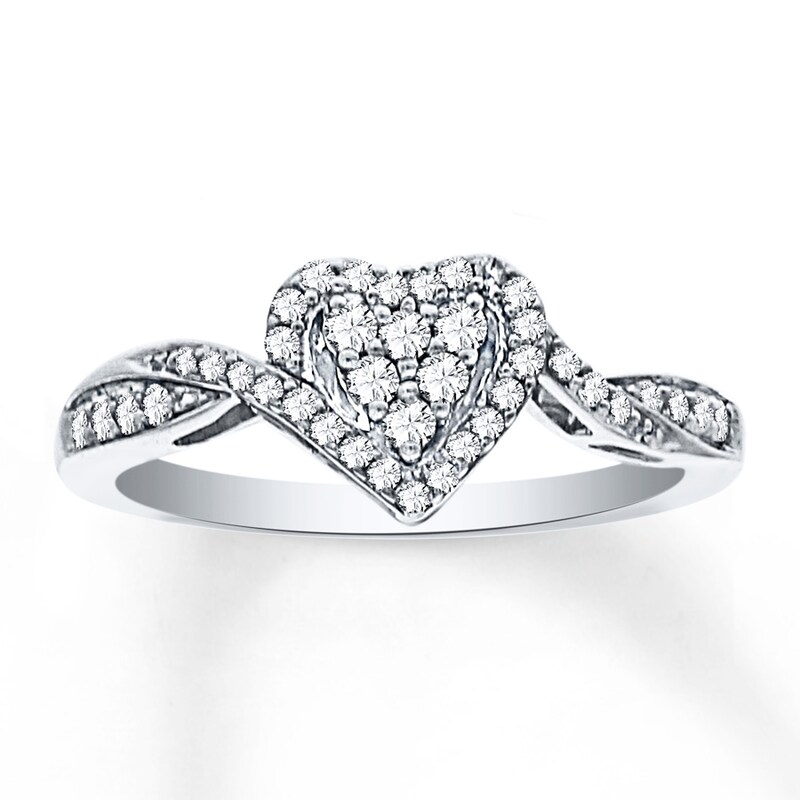 Diamond Promise Ring 1/4 carat tw Round 10K White Gold