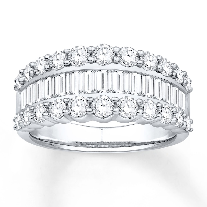 Diamond Anniversary Band 2 ct tw Round/Baguette 14K White Gold with 360