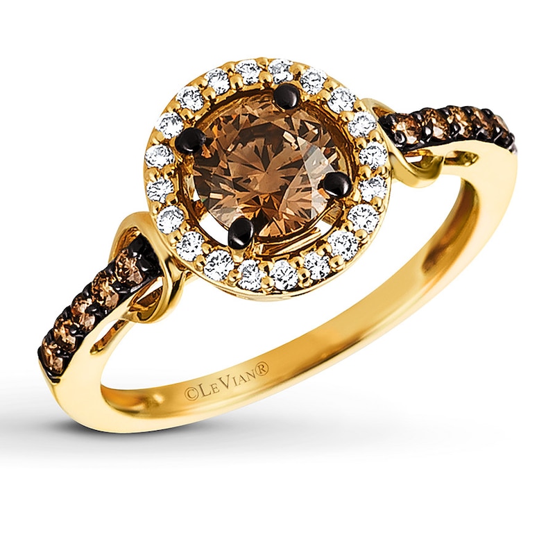 Main Image 1 of Le Vian Chocolate Diamond Ring 1 ct tw Round-cut 14K Honey Gold