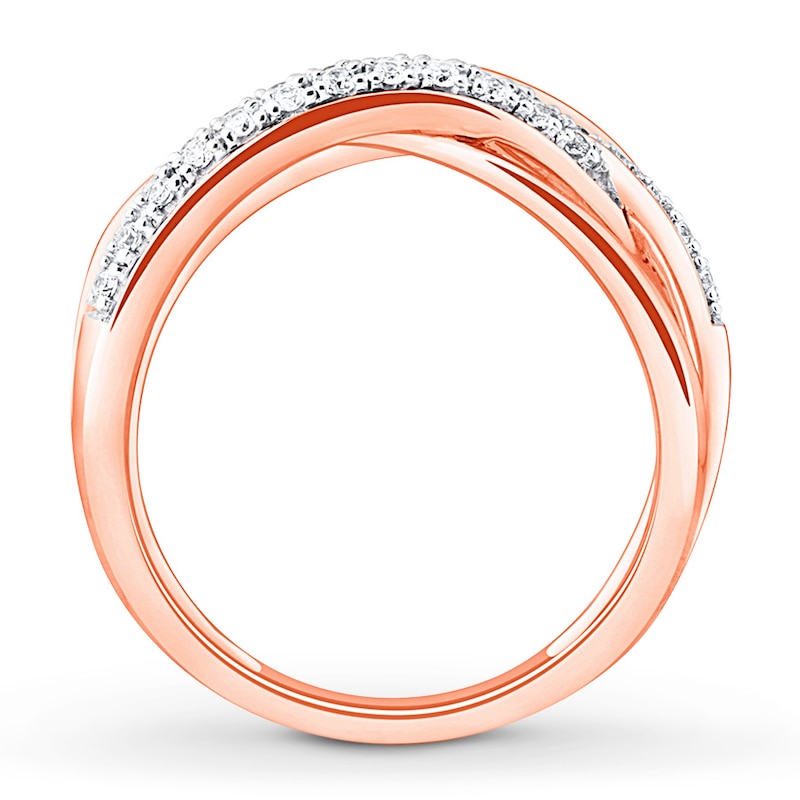 Diamond Crossover Band 1/4 ct tw Round 10K Rose Gold