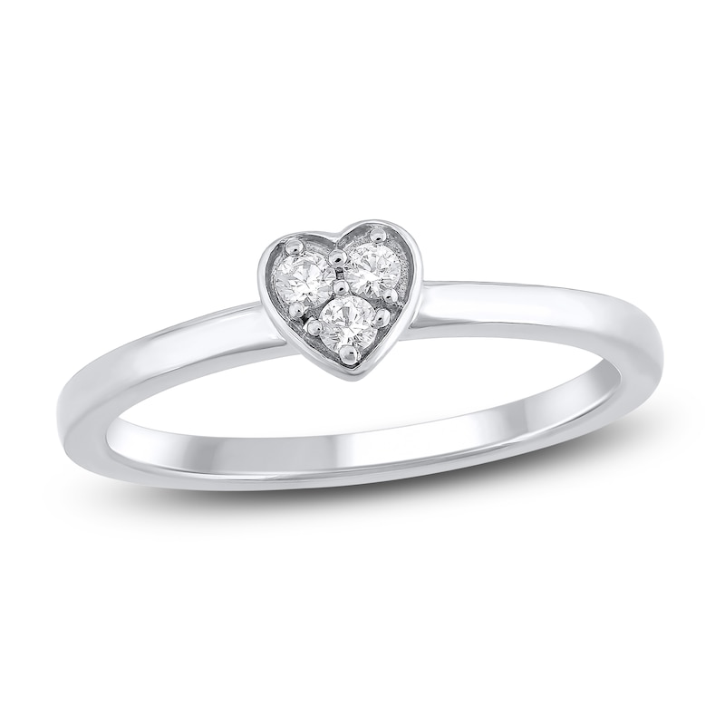 Diamond Stackable Heart Ring 1/10 ct tw Round 10K White Gold