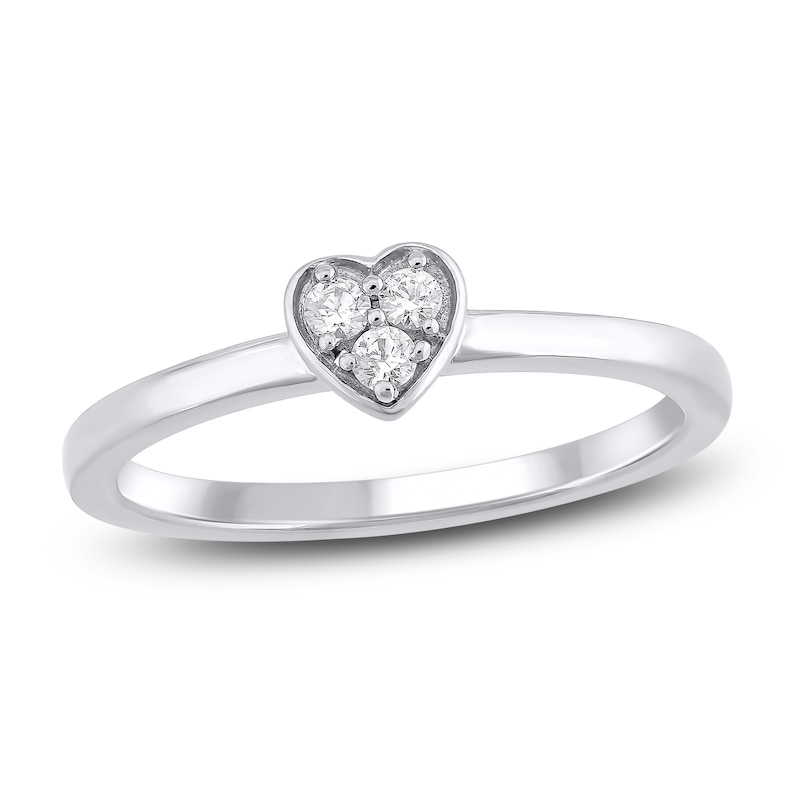 Main Image 1 of Diamond Stackable Heart Ring 1/10 ct tw Round 10K White Gold