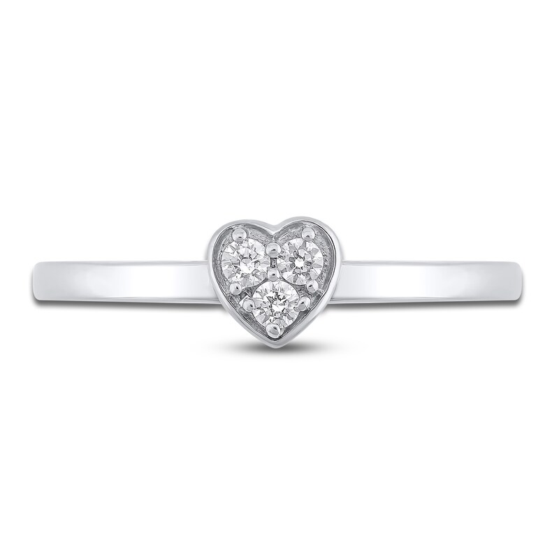 Diamond Stackable Heart Ring 1/10 ct tw Round 10K White Gold