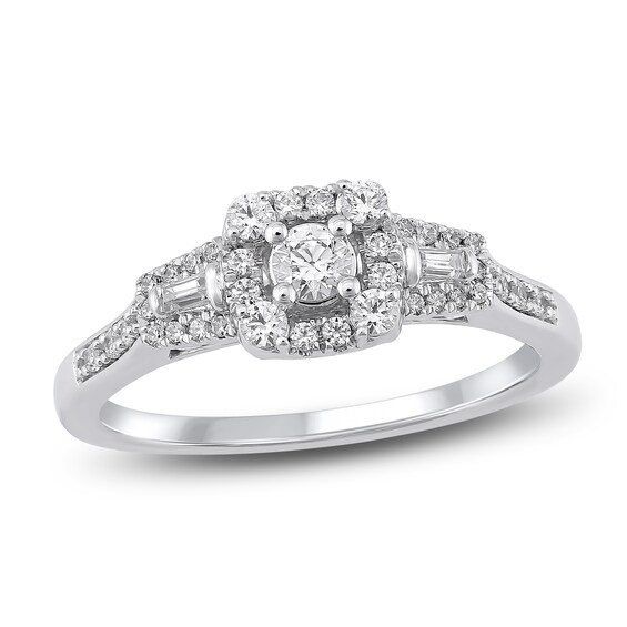 Jared The Galleria Of Jewelry Diamond Promise Ring 3/8 ct tw Round/Baguette 10K White Gold