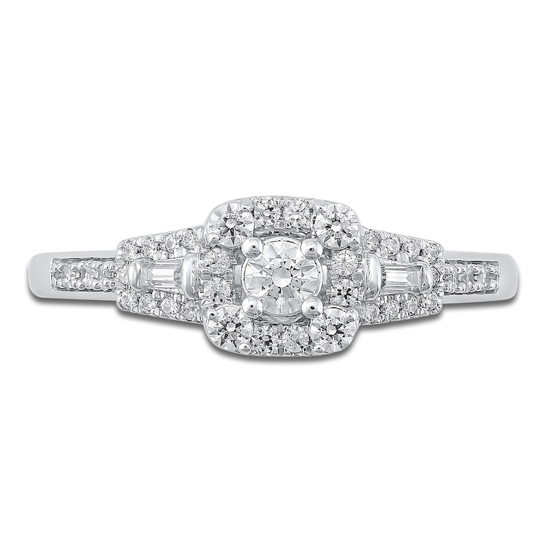 Diamond Promise Ring 3/8 ct tw Round/Baguette 10K White Gold