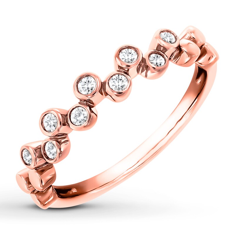 Diamond Stackable Ring 1/5 ct tw Bezel-set Round 10K Rose Gold