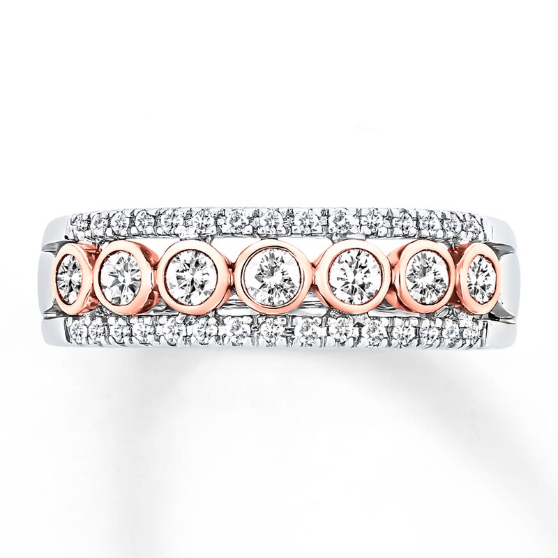 Diamond Anniversary Ring 1/2 ct tw Bezel-set 14K Two-Tone Gold