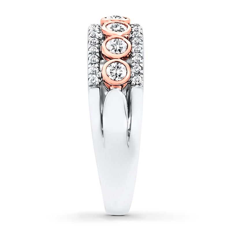 Diamond Anniversary Ring 1/2 ct tw Bezel-set 14K Two-Tone Gold