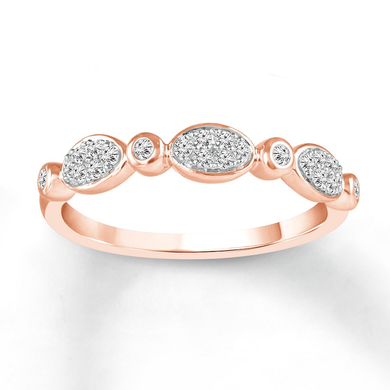 Main Image 1 of Diamond Stackable Ring 1/6 ct tw Bezel-Set Round 10K Rose Gold