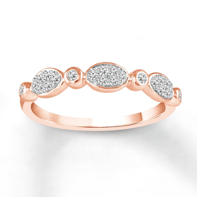 Diamond Stackable Ring 1/6 ct tw Bezel-Set Round 10K Rose Gold