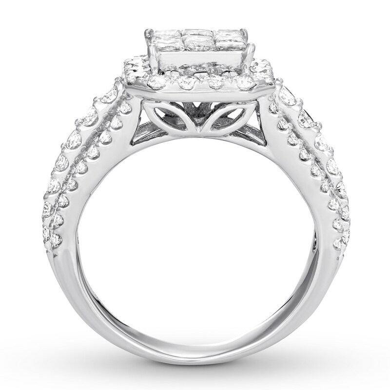 Diamond Ring 1-1/2 ct tw Princess/Round 14K White Gold