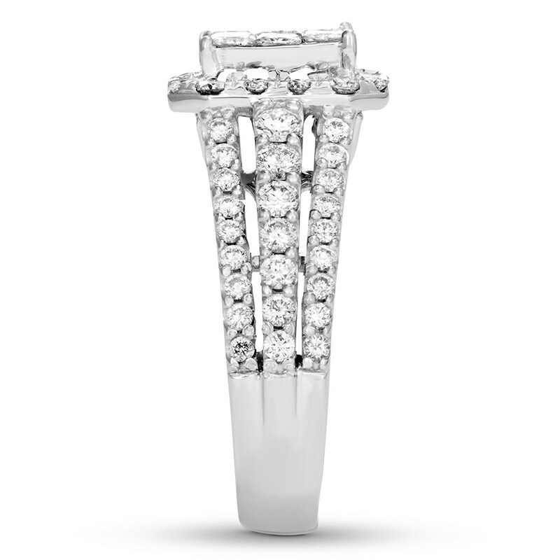 Diamond Ring 1-1/2 ct tw Princess/Round 14K White Gold