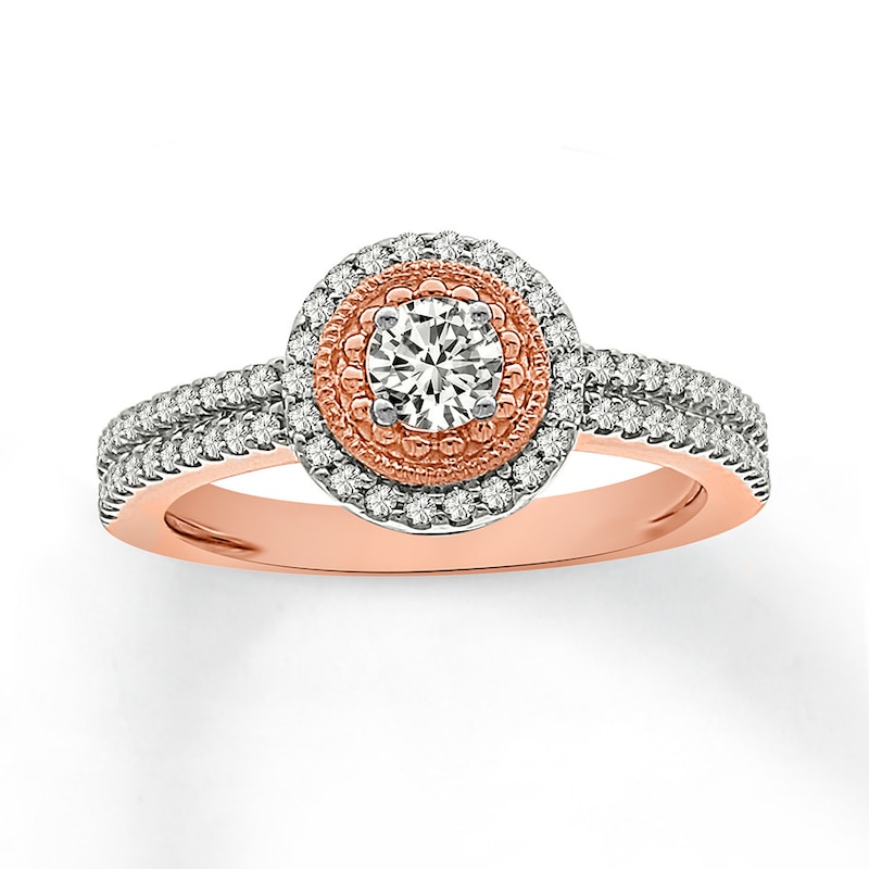 Diamond Promise Ring 1/2 ct tw Round-cut 10K Rose Gold