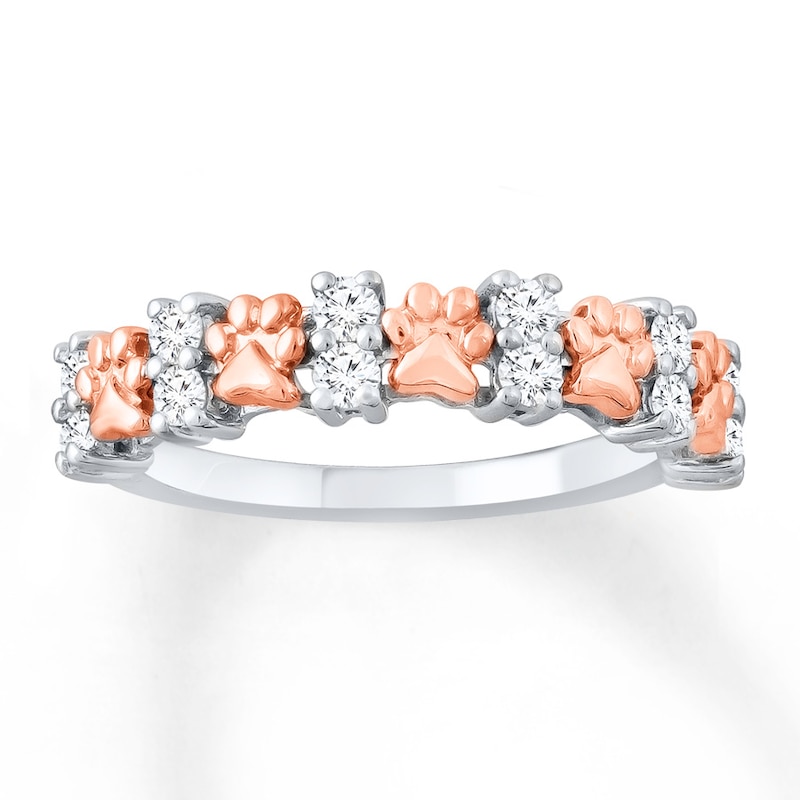Main Image 1 of Dog Paw Ring 3/8 ct tw Diamonds 10K Two-Tone Gold