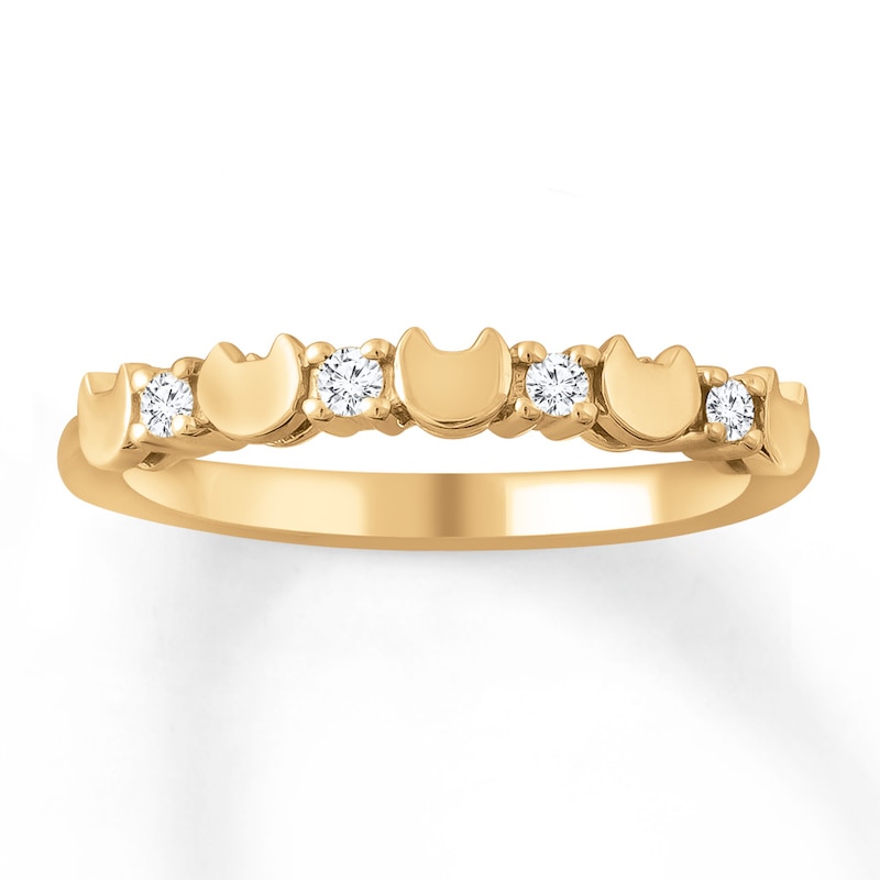 Cat Ring 1/10 carat tw Diamonds 10K Yellow Gold