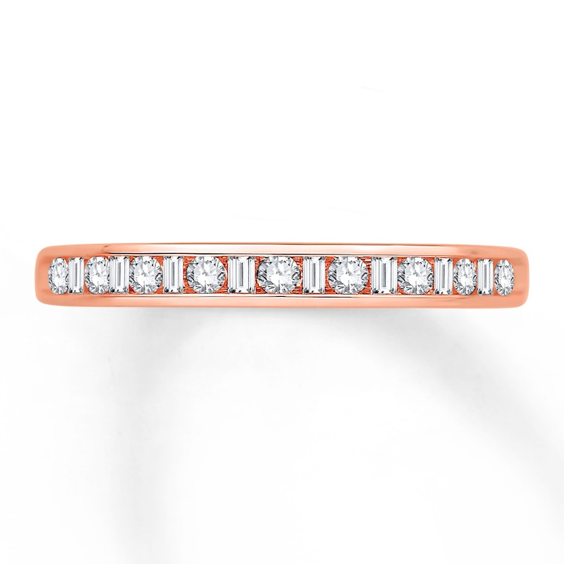 Main Image 3 of Diamond Anniversary Ring 1/4 ct tw Round/Baguette 14K Rose Gold