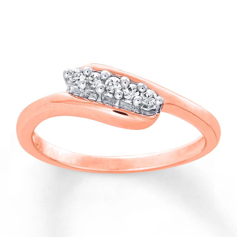 Diamond  Promise Ring 1/8 ct tw Round 10K Rose Gold