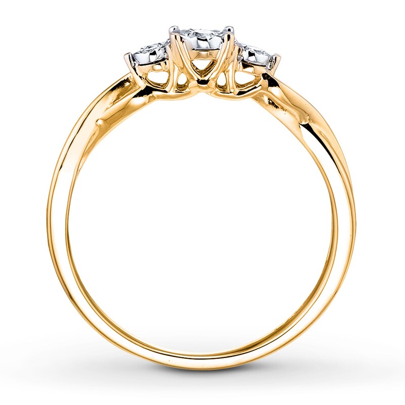 Diamond 3-Stone Ring 1/20 ct tw Round-cut 10K Two-Tone Gold