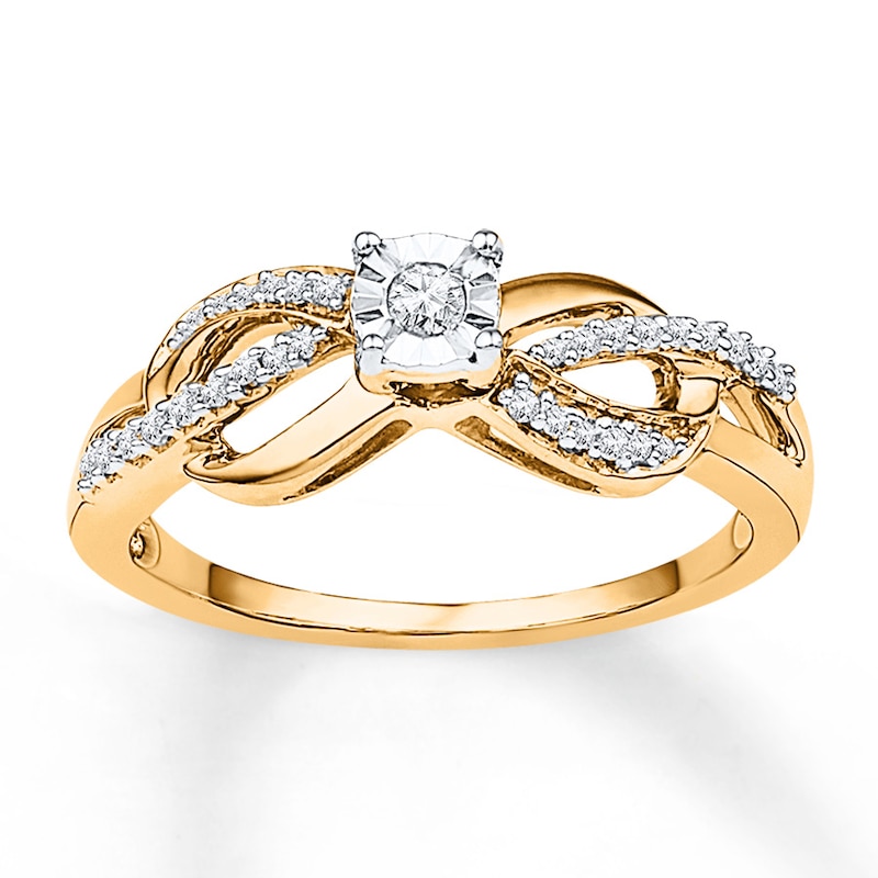 Main Image 1 of Diamond Infinity Ring 1/6 ct tw Round 10K Yellow Gold