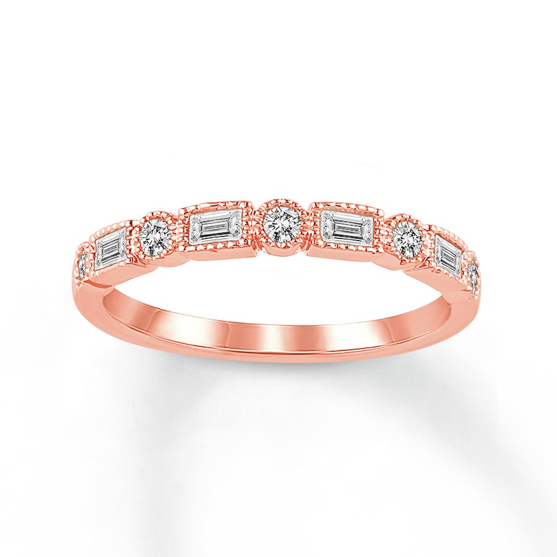 Diamond Anniversary Band 1/4 ct tw Round/Baguette 14K Rose Gold