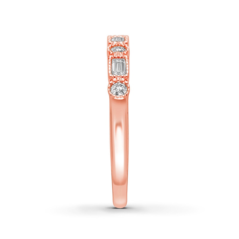 Diamond Anniversary Band 1/4 ct tw Round/Baguette 14K Rose Gold