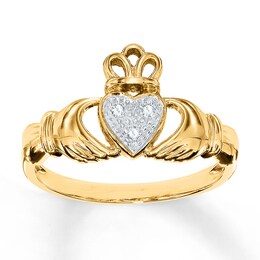 Diamond Accent Claddagh Ring 10K Yellow Gold