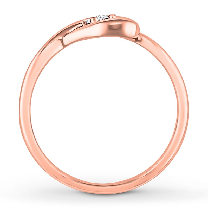 Main Image 2 of Diamond Heart Ring 1/15 ct tw Round-cut 10K Rose Gold
