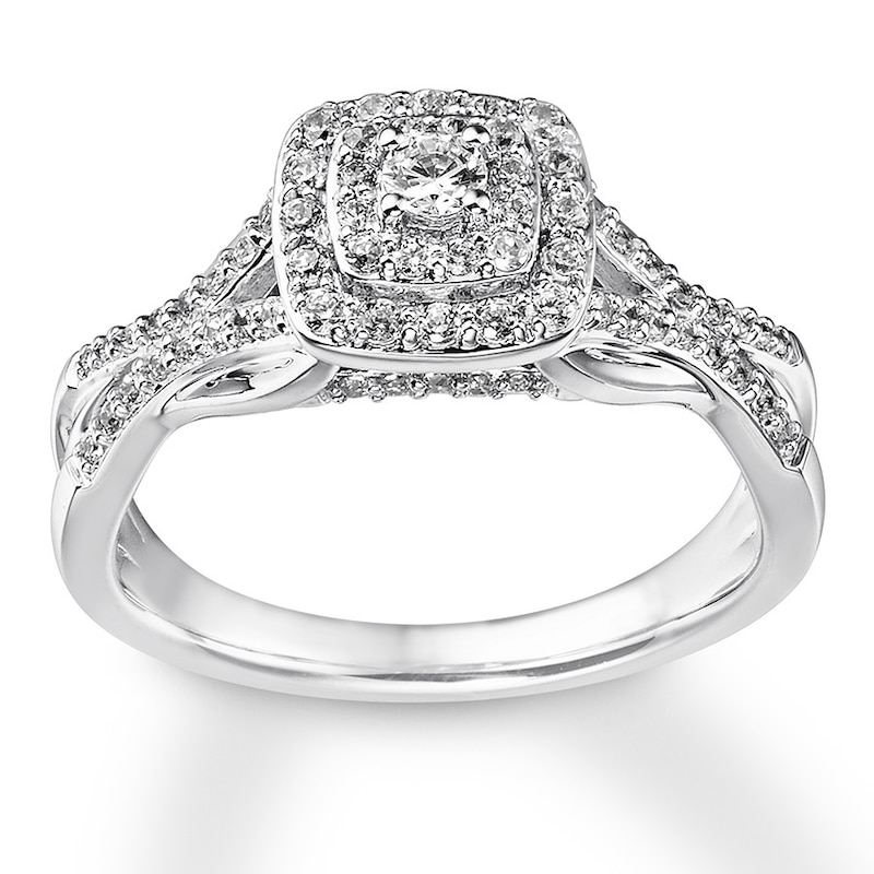 Diamond Promise Ring 1/2 carat tw Round 10K White Gold