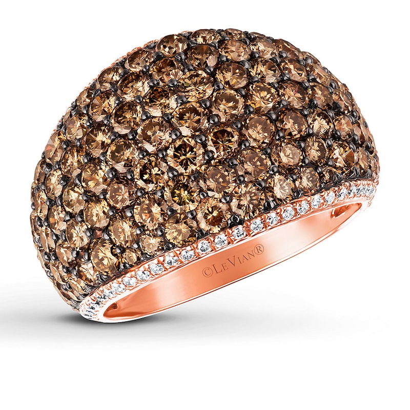 Le Vian Chocolate Diamond Ring 4-1/8 carats tw 14K Strawberry Gold with 360