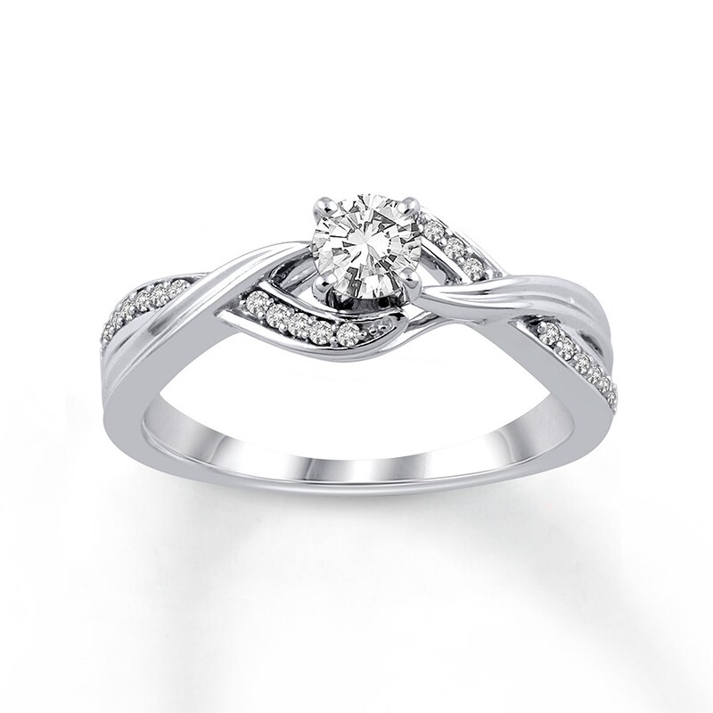 Diamond Promise Ring 1/3 ct tw Round 10K White Gold