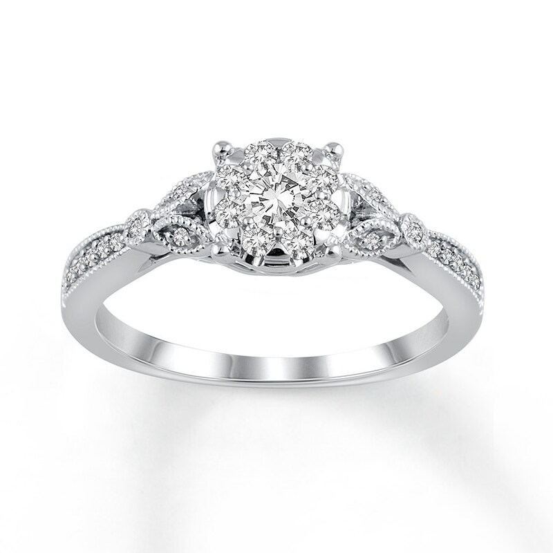 Diamond Promise Ring 3/8 ct tw Round 10K White Gold