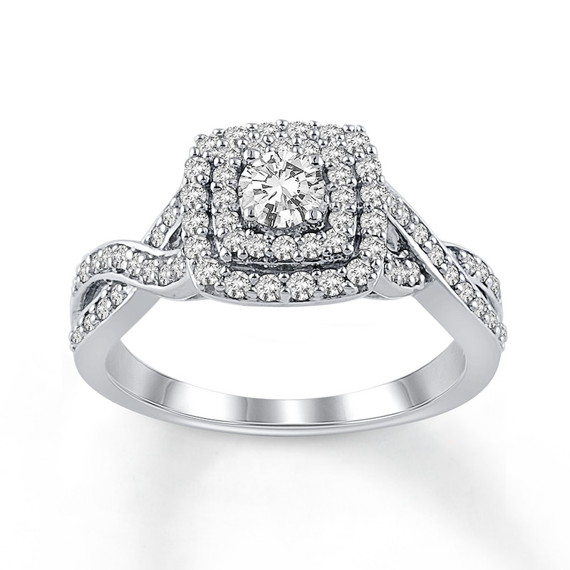 Diamond Promise Ring 3/4 ct tw Round 14K White Gold