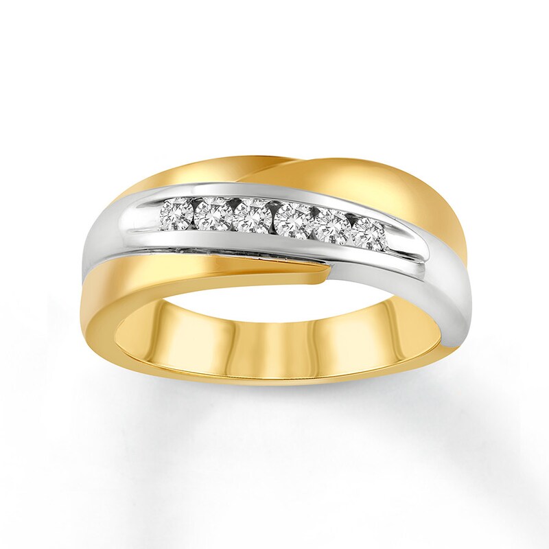 Men's Diamond Ring 1/3 carat tw Round-cut 10K Two-Tone Gold