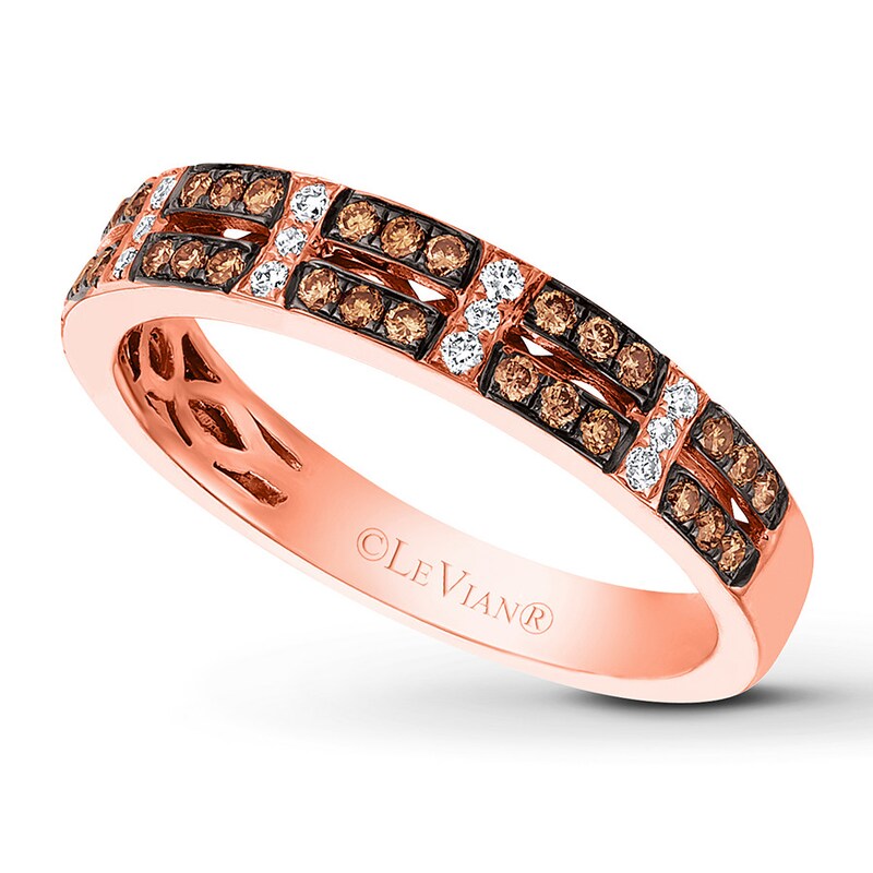 Le Vian Chocolate/Vanilla Diamond Ring 1/3 ct tw 14K Strawberry Gold
