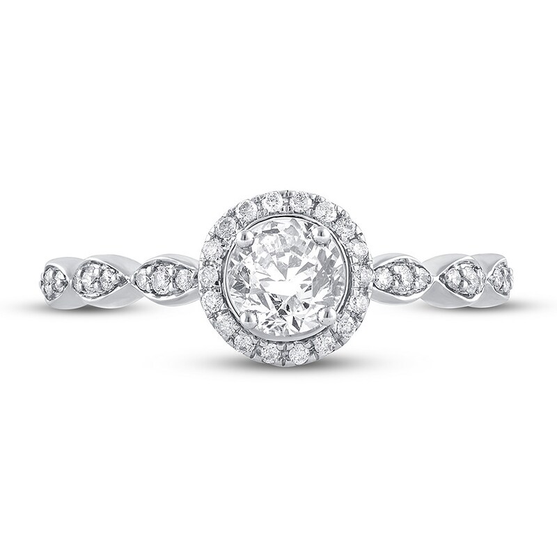 Diamond Promise Ring 1/2 ct tw Round 10K White Gold