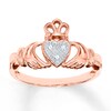 Claddagh Ring Diamond Accents 10K Rose Gold