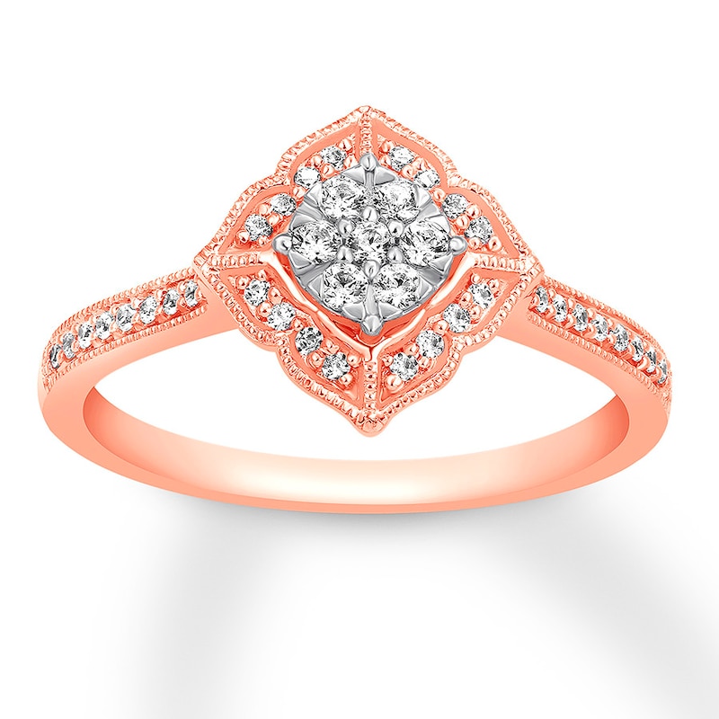 Diamond Promise Ring 1/4 ct tw Round 10K Rose Gold